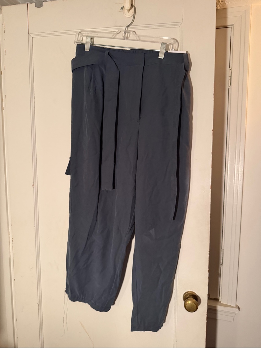 Slate Blue Paperbag Waist Trousers